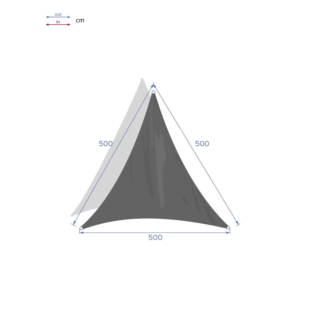 Hesperide - Vela de sombra triangular "Curacao" topo 5x5x5m en poliéster Hespéride - Imagen 7