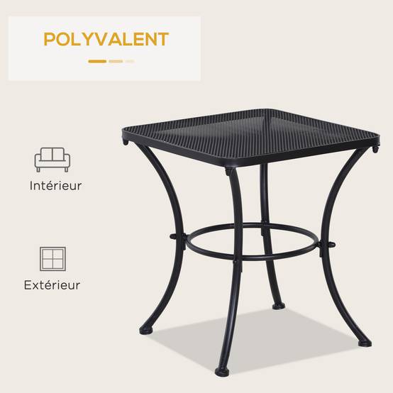 ComfortXL - Table basse carrée métal bistro pour petits espaces piètement arqué 45x45cm noir - ComfortXL Outdoor Living - Image 7