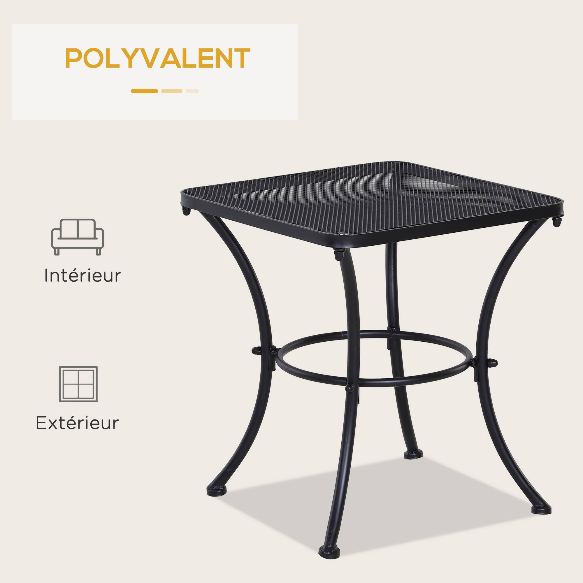 ComfortXL - Table basse carrée métal bistro pour petits espaces piètement arqué 45x45cm noir - ComfortXL Outdoor Living - Image 7