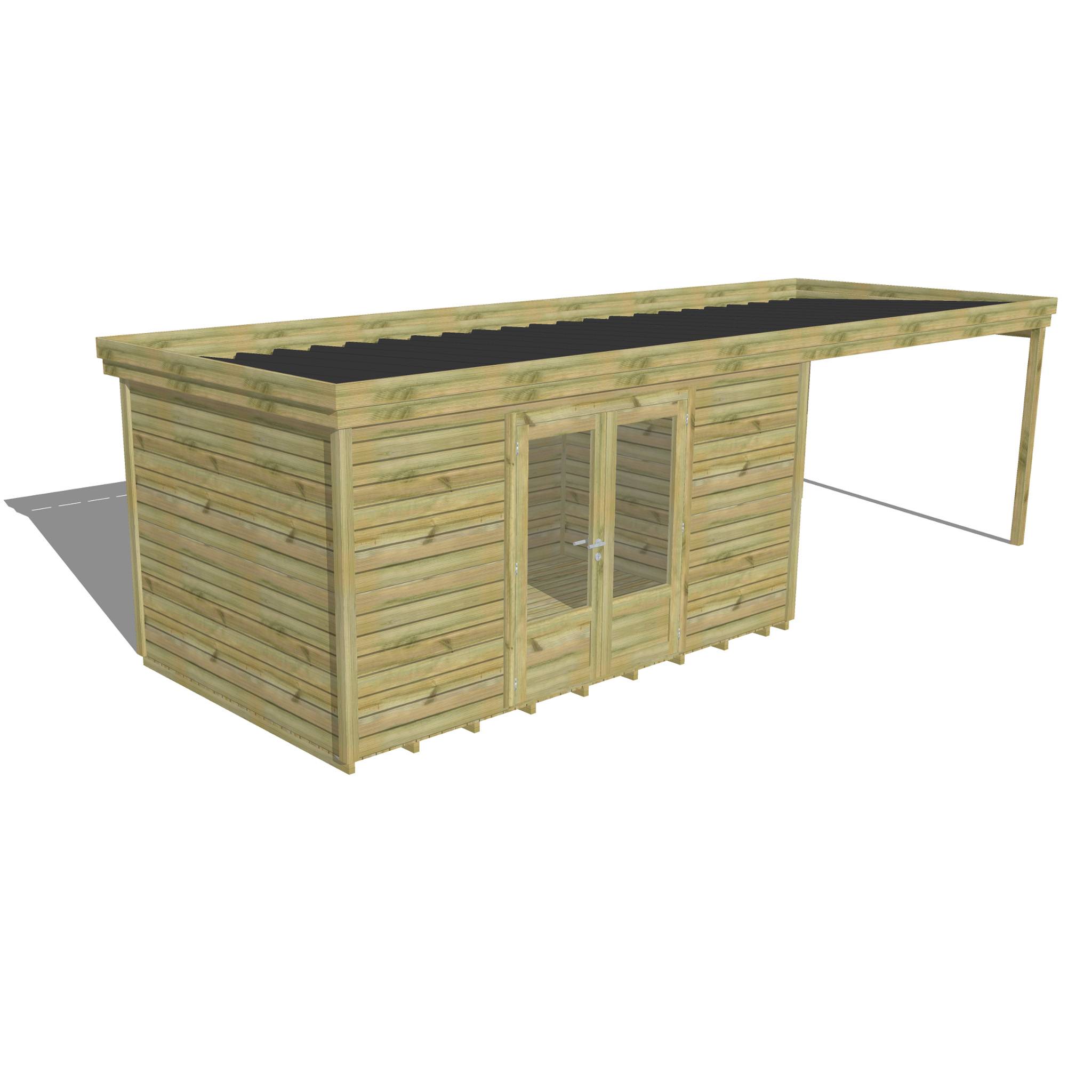 Abri Français - ABRI DE JARDIN bois Pin traité autoclave 27mm - 7,84x2,64m / 21m2 - Bac acier - Plancher bois - Image 1