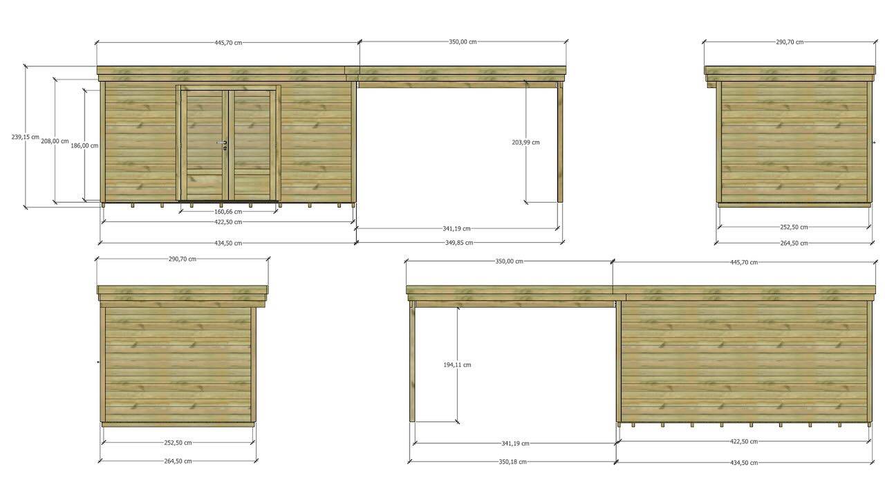 Abri Français - ABRI DE JARDIN bois Pin traité autoclave 27mm - 7,84x2,64m / 21m2 - Bac acier - Plancher bois - Image 4