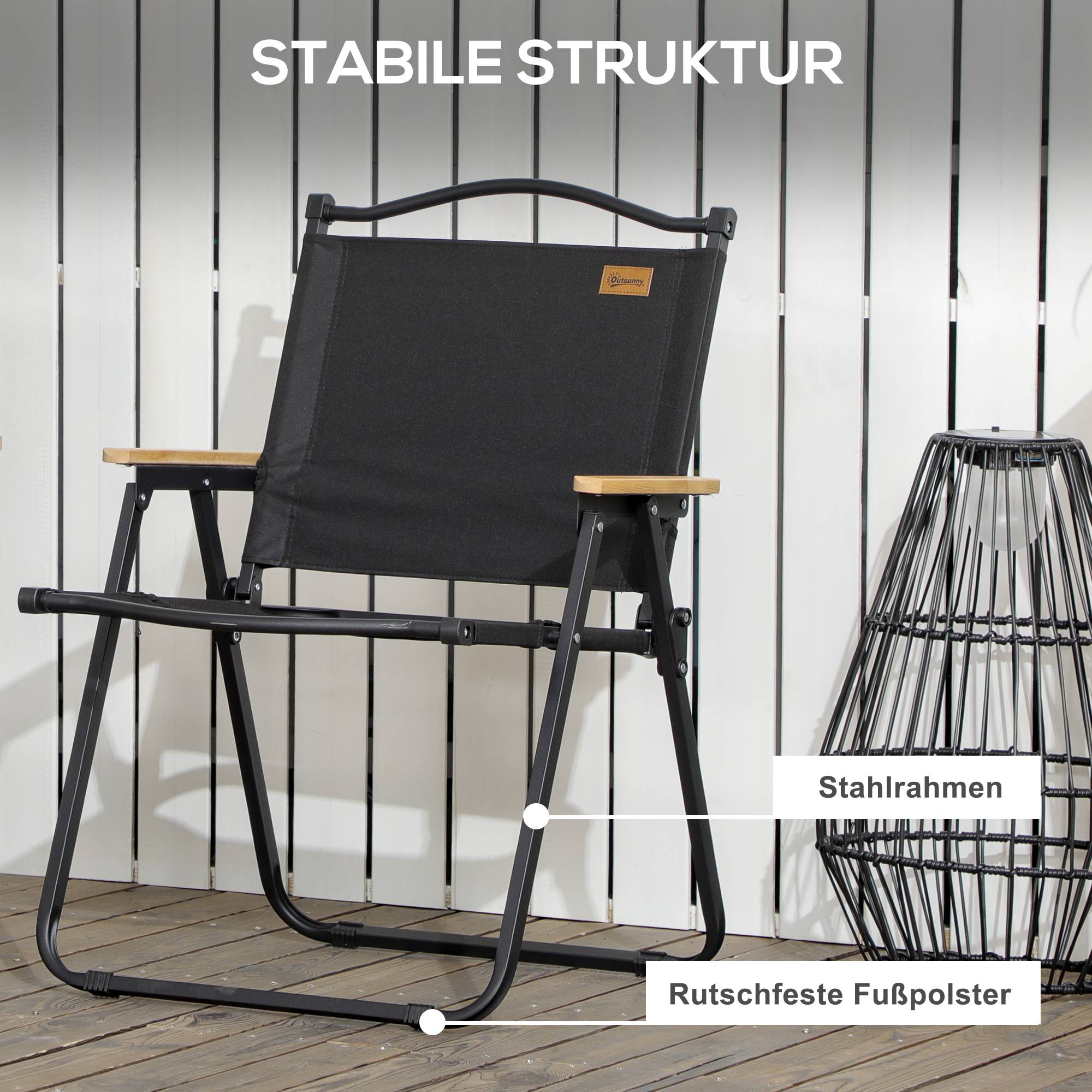 Lot 2 Chaises Camping Acier Oxford Pliables Plage Pêche Légères 54x59x78cm Noir - ComfortXL Outdoor Living - Image 9