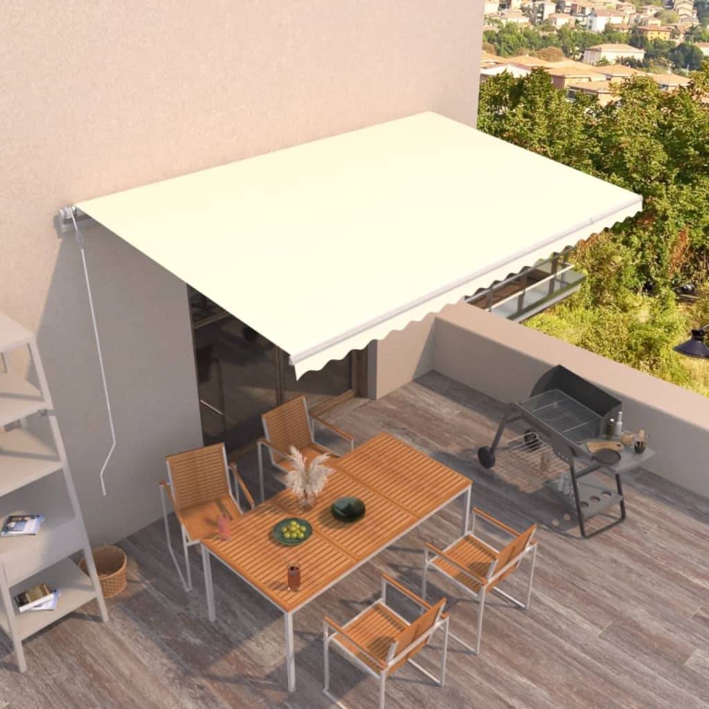 Store banne automatique aluminium terrasse jardin ombre réglable crème 500x350cm - ComfortXL Outdoor Living - Image 1