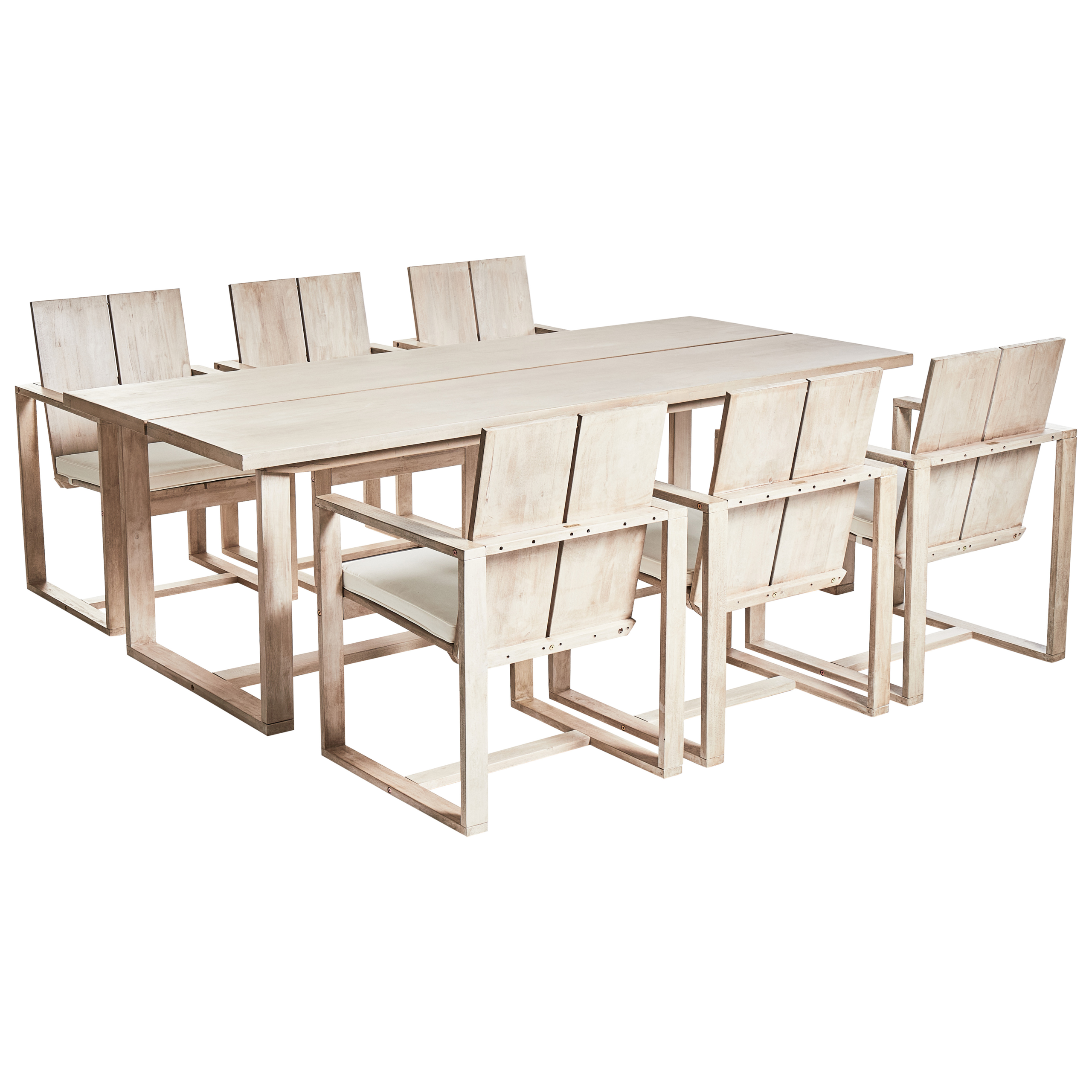 Set de salle à manger, 6 Personnes Acacia Blanc cassé AZZANELLO - Beliani - Image 1