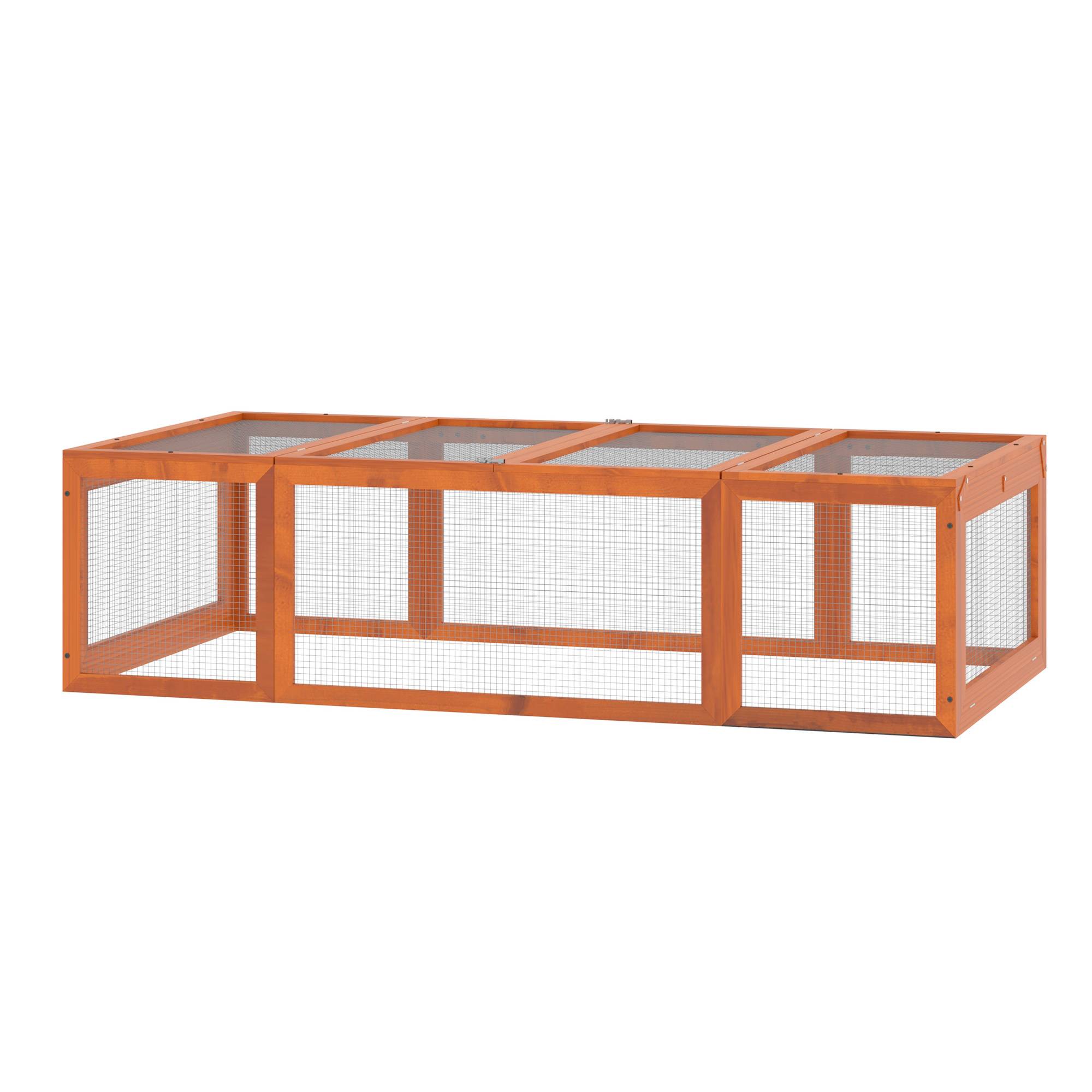 Sans Marque - Enclos extérieur pour petits animaux toit ouvrant bois sapin Orange - Image 2