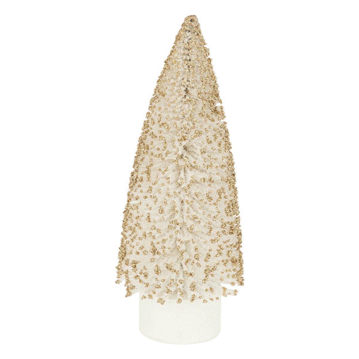 Feeric Christmas - Décoration sapin blanc et or H20cm 8 LED blanc chaud à piles - Feeric Lights & Christmas - Imagen 1