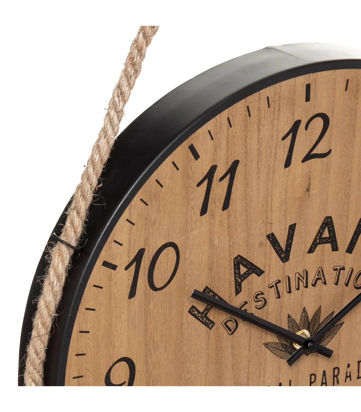 Pendule murale forme poulie en Bois et Métal D 40 cm - Imagen 2