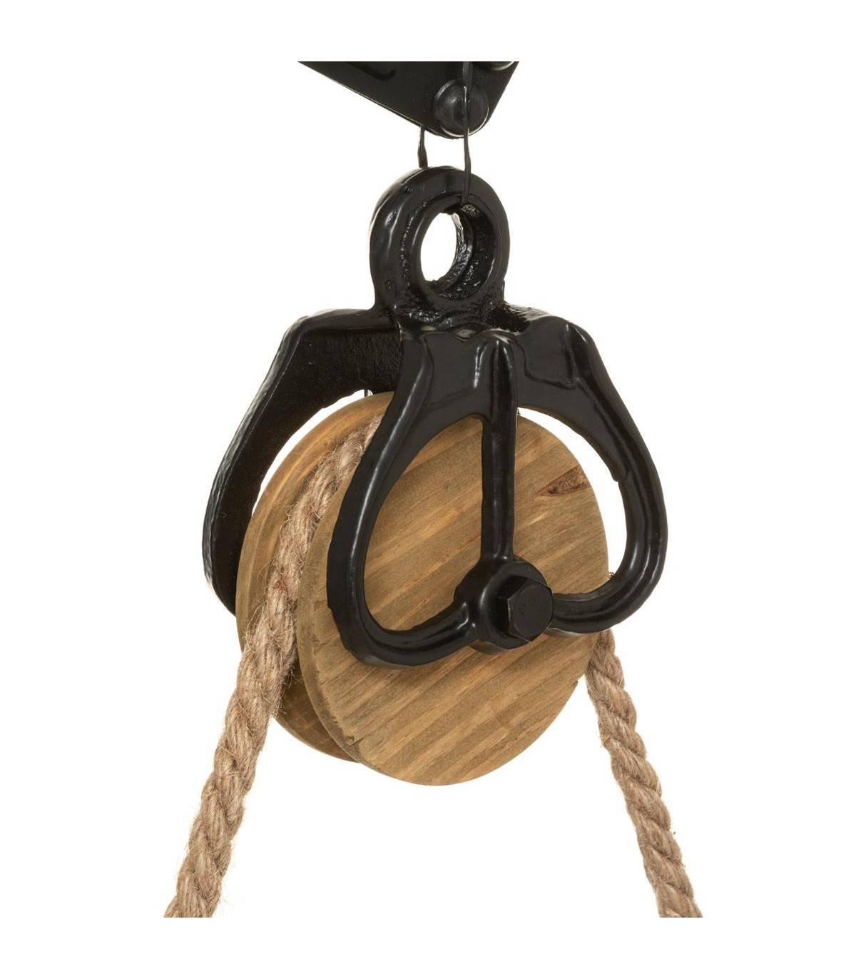 Pendule murale forme poulie en Bois et Métal D 40 cm - Imagen 3