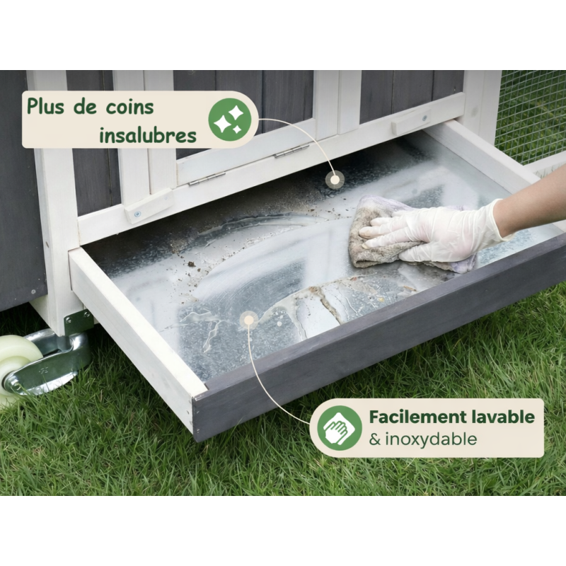 Poulailler en bois pour jardin extérieure 207x100x88cm Cage Canard avec Nichoir Modèle Franzi - Image 4