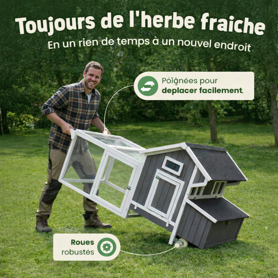 Poulailler en bois pour jardin extérieure 207x100x88cm Cage Canard avec Nichoir Modèle Franzi - Image 3