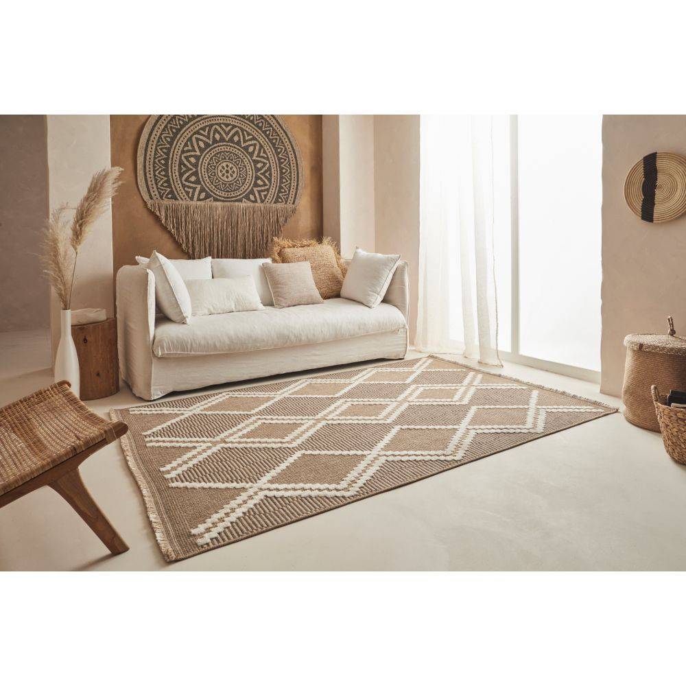 Jardindeco - Tapis intérieur extérieur aspect jute marron Tijuana 9048 180 x 67 cm - Imagen 2