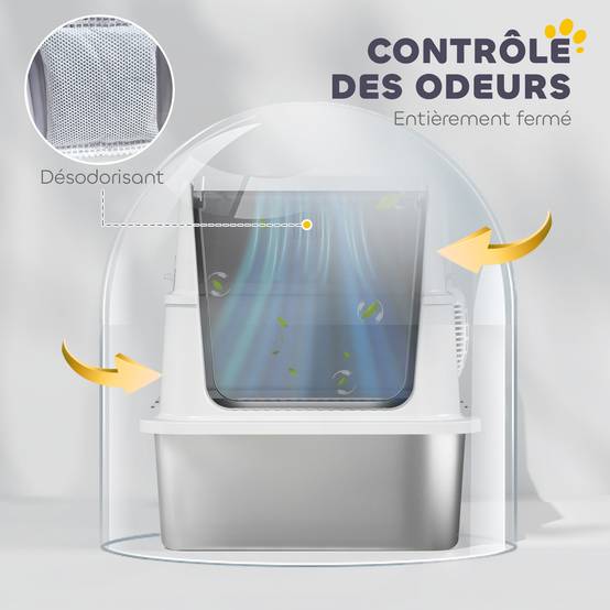 Bac à litière Acier inoxydable Pour grands chats Anti-odeur 60.2cm Gris - ComfortXL Outdoor Living - Image 8