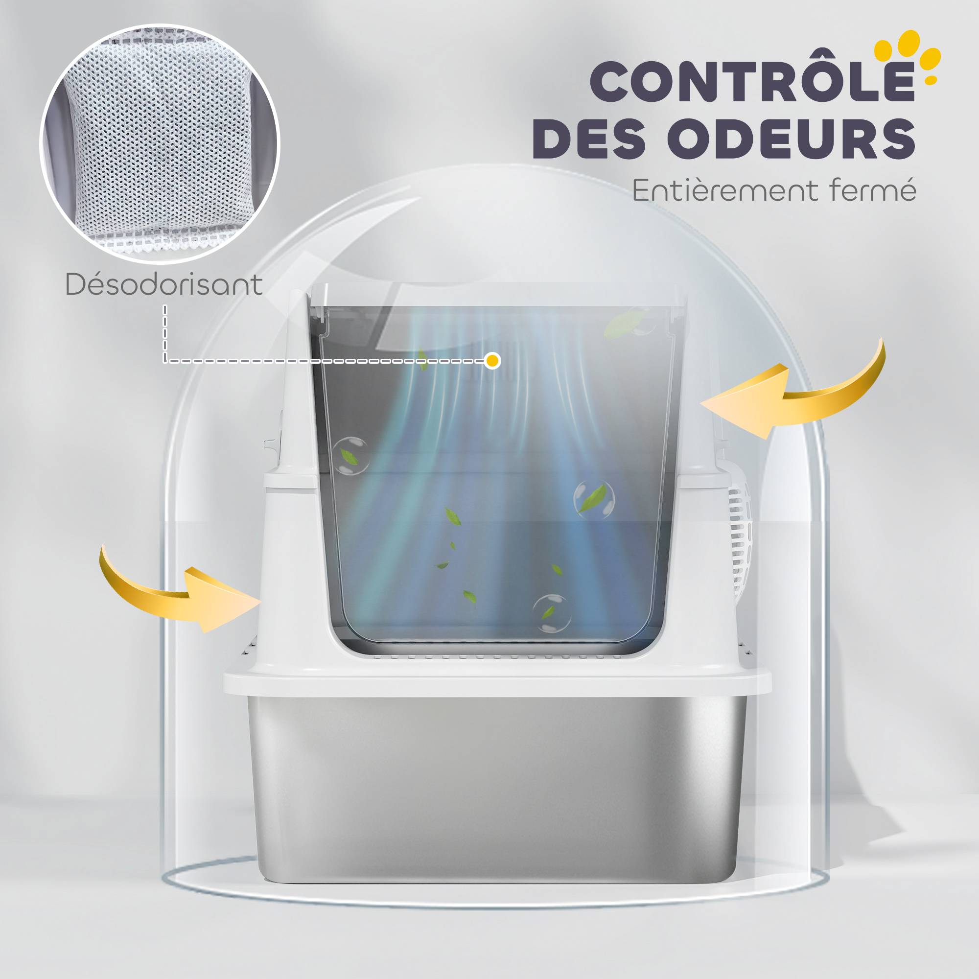 Bac à litière Acier inoxydable Pour grands chats Anti-odeur 60.2cm Gris - ComfortXL Outdoor Living - Image 8