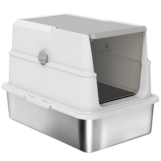 Bac à litière Acier inoxydable Pour grands chats Anti-odeur 60.2cm Gris - ComfortXL Outdoor Living - Image 2