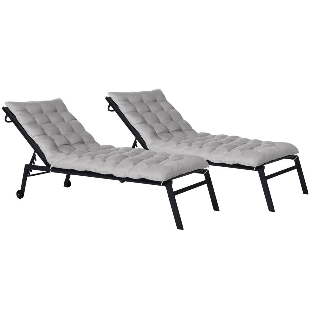 Terre Jardin - Coussin universel pour bain de soleil gris lot de 2 - TERRE JARDIN - Image 1
