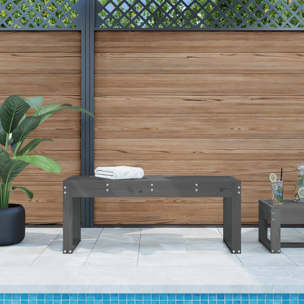 Maison Chic - Banc de jardin - Banc d'extérieur - Banquette gris 110x38x45 cm bois massif de pin - Imagen 2
