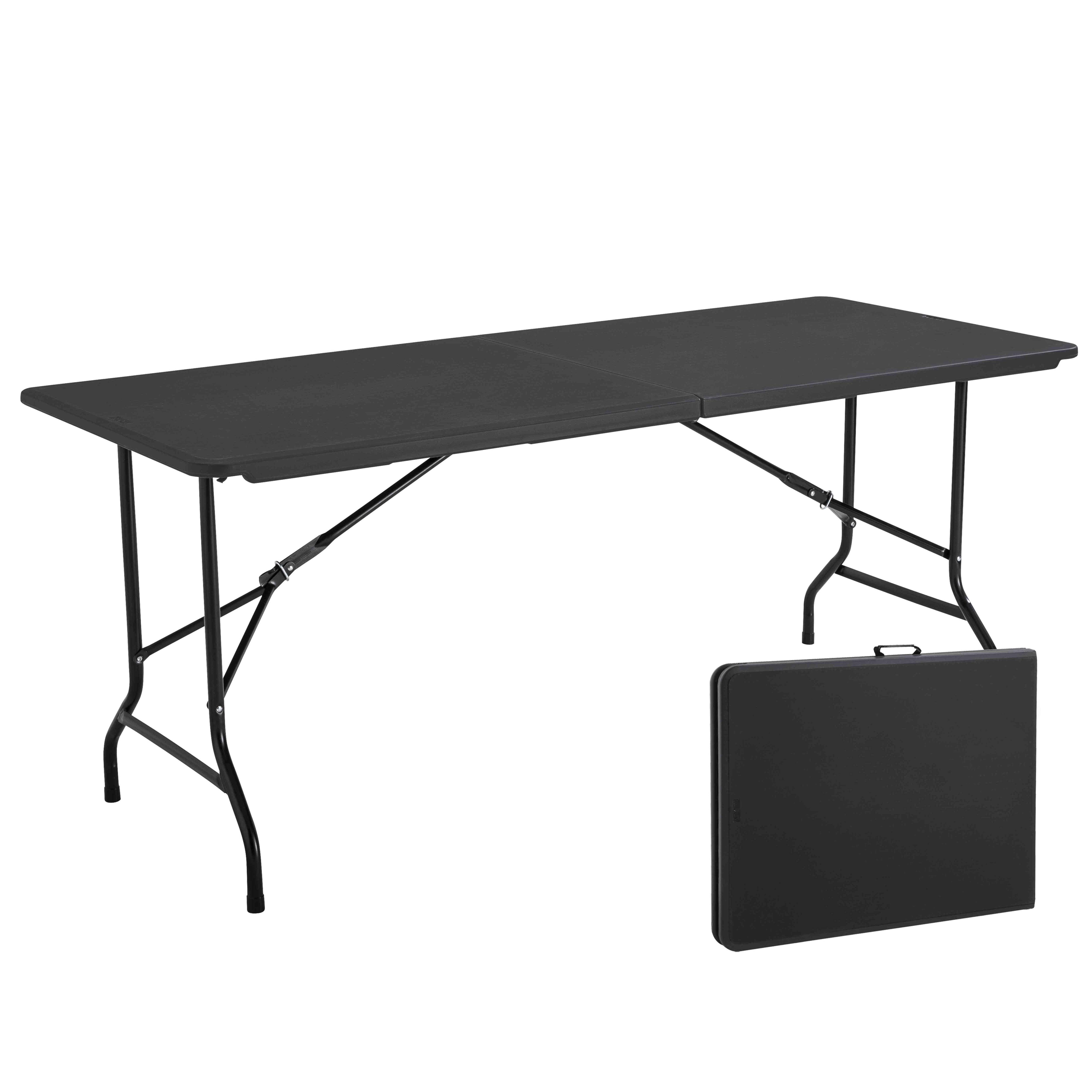 Oviala - 5 Tables pliantes de camping 8 places noire - 180cm x 74cm x 75cm  REKKEM - Oviala - Imagen 1