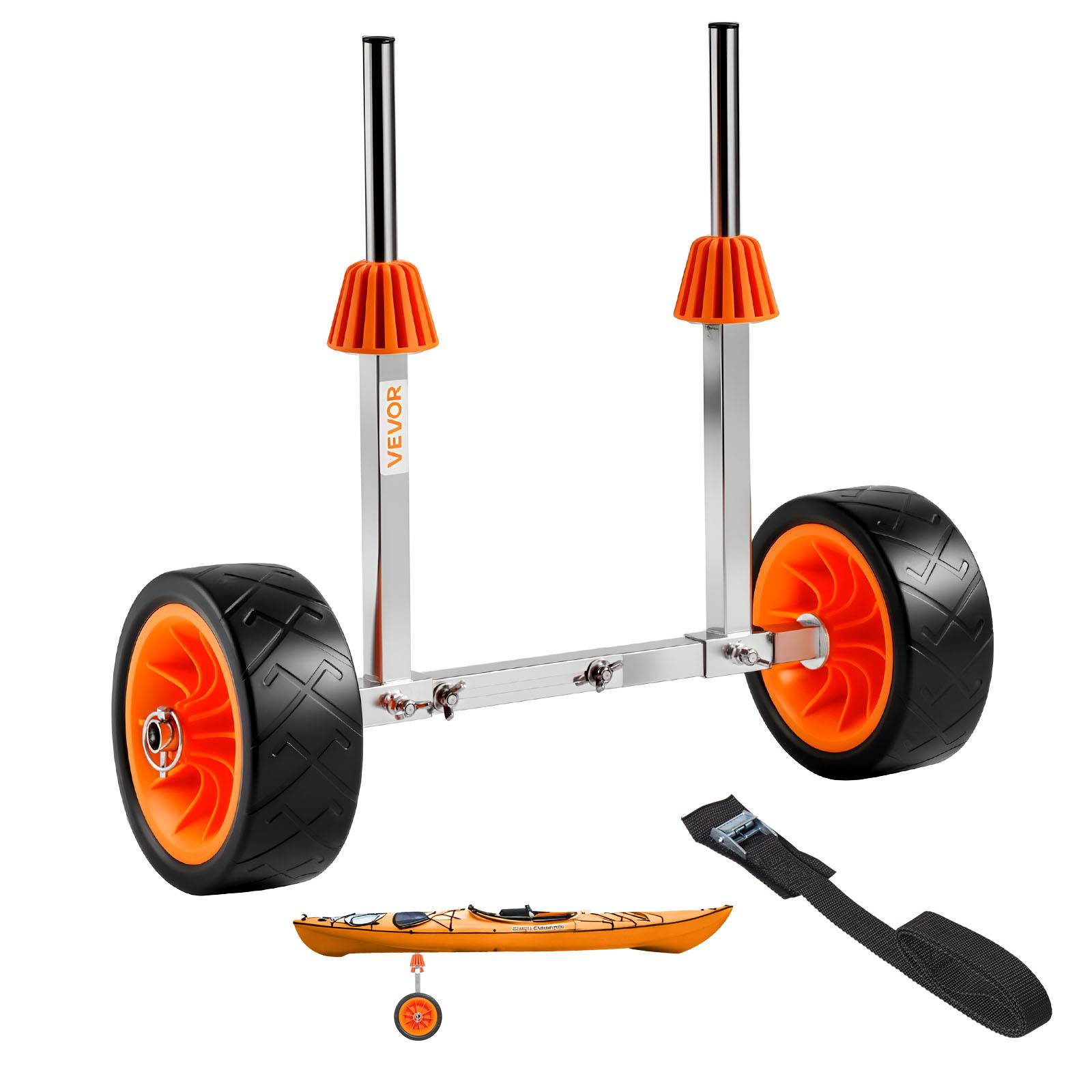 VEVOR Chariot de Transport Kayak Paddle Canoë 113 kg Pneu Caoutchouc Plein 19 cm - Image 1