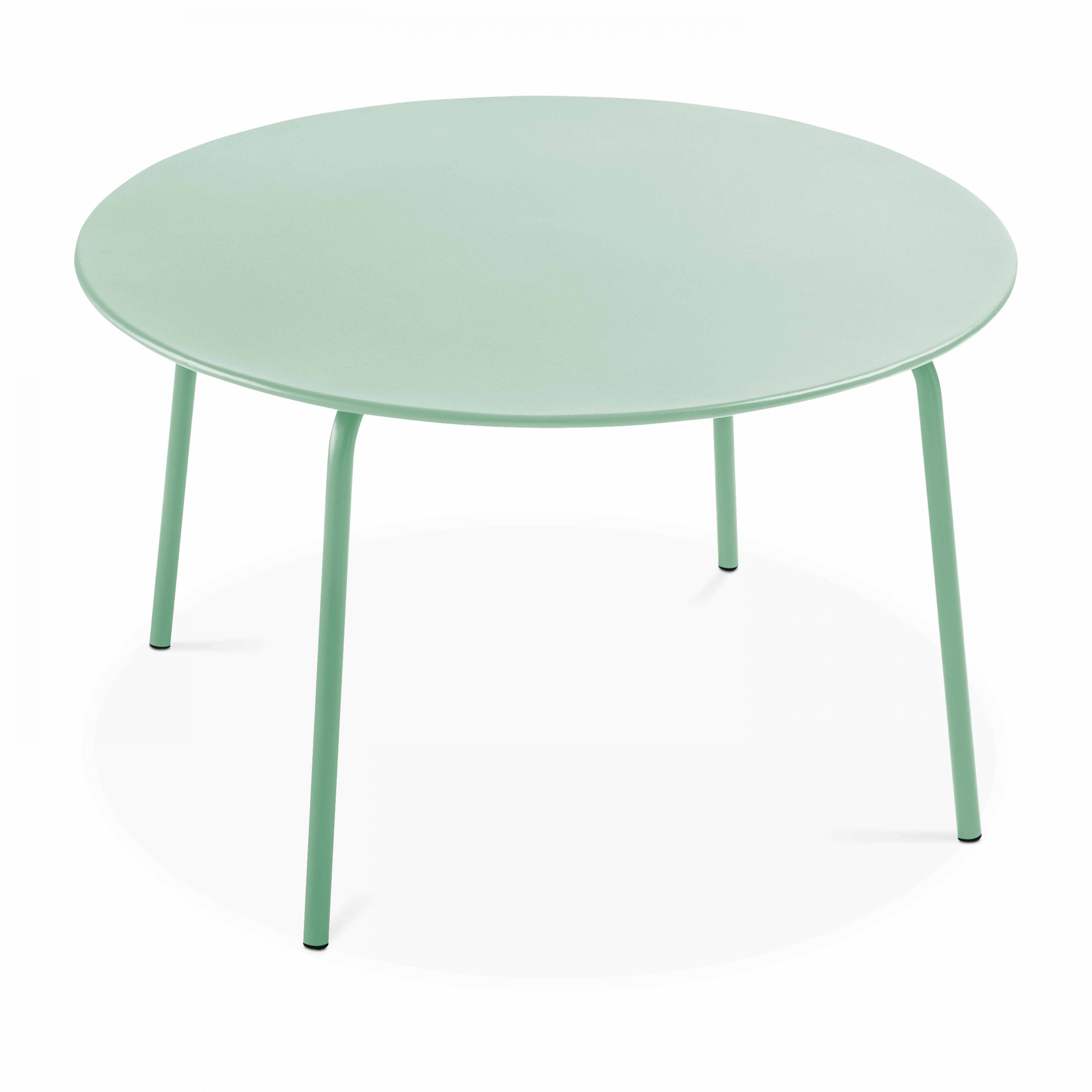 Oviala - Ensemble table de jardin ronde et 6 fauteuils acier vert sauge Palavas - Oviala - Imagen 5
