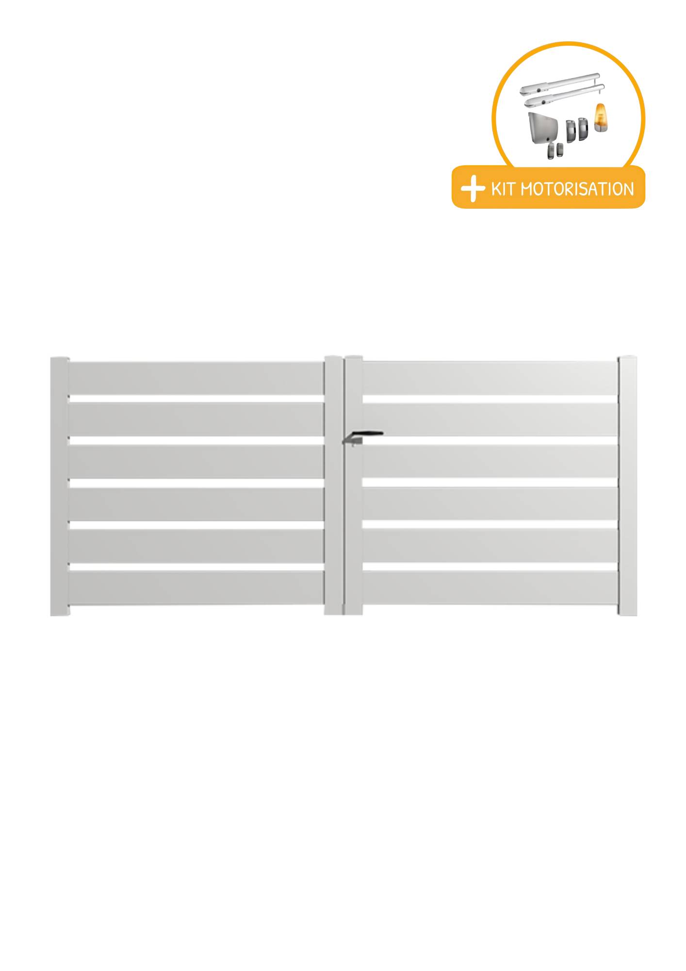 Portail Packit - Portail alu battant SAH en kit +MOT dim. L.3000 (entre piliers) X H.1500 mmMOT SGS Essential (vérins)  Blanc (RAL 9010) - Imagen 2