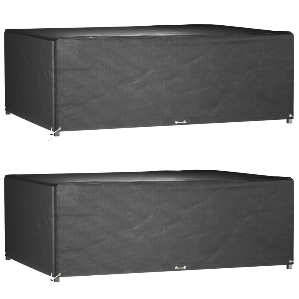Lot de 2 Housses de Protection PE pour Grande Table de Jardin Imperméable Anti-UV Noir 230x165x80 cm – ComfortXL Outdoor Living - Image 1
