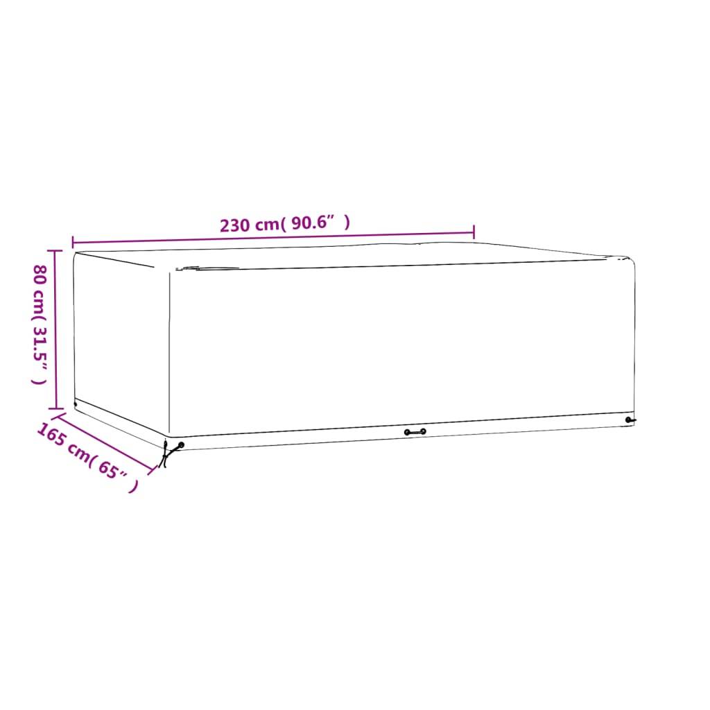 Lot de 2 Housses de Protection PE pour Grande Table de Jardin Imperméable Anti-UV Noir 230x165x80 cm – ComfortXL Outdoor Living - Image 10