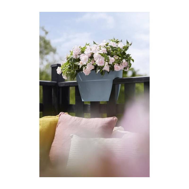 Elho - Elho - Pot De Fleurs -  Vibia Campana Flower Bridge 40 - Bleu Vintage - Balcon Exterieur - L 26 X W 39 X H 22 Cm - Imagen 2