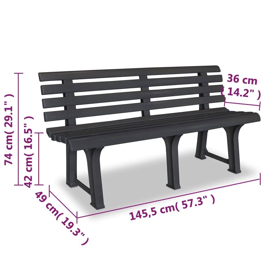 PANGIVO - Banc de jardin plastique anthracite 145.5 x 49 x 74 cm - PANGIVO - Image 6