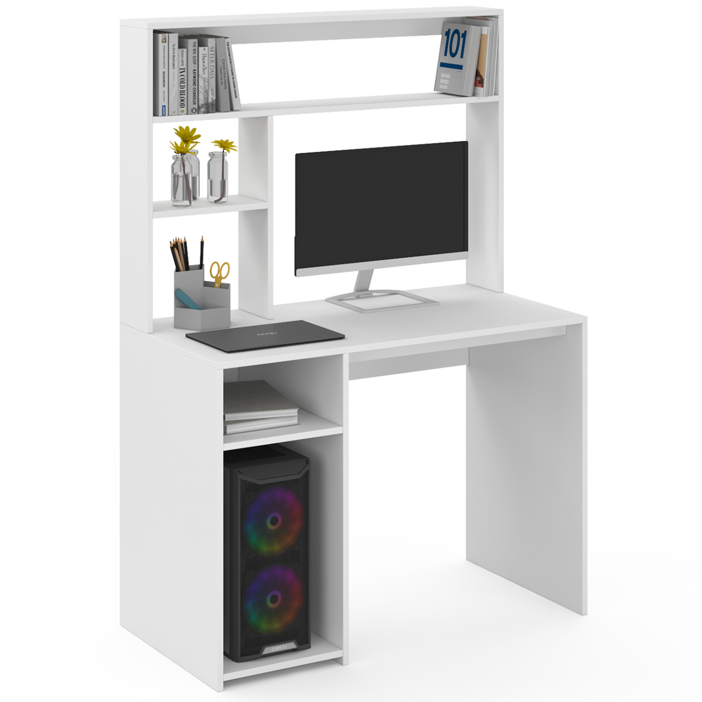 Bureau avec étagères de rangement DAN blanc - Image 2