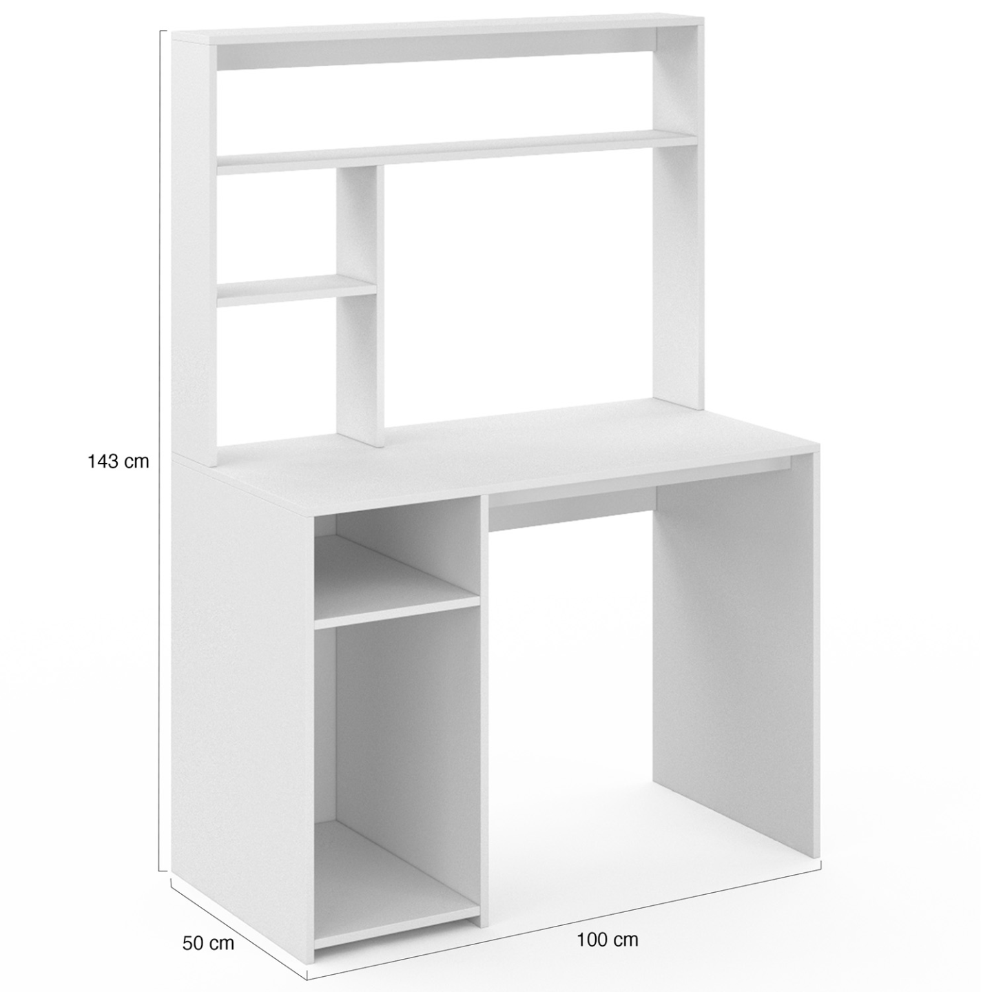 Bureau avec étagères de rangement DAN blanc - Image 5