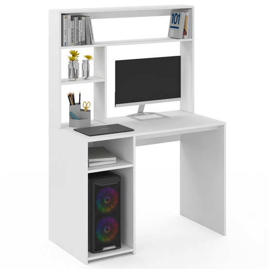 Bureau avec étagères de rangement DAN blanc - Image 3