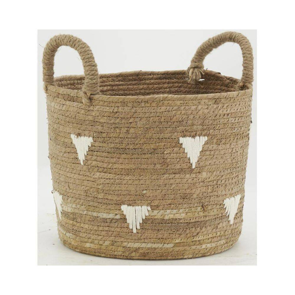 Aubry Gaspard - Cache-pots en abaca naturel et triangles blancs (lot de 3) - Imagen 3