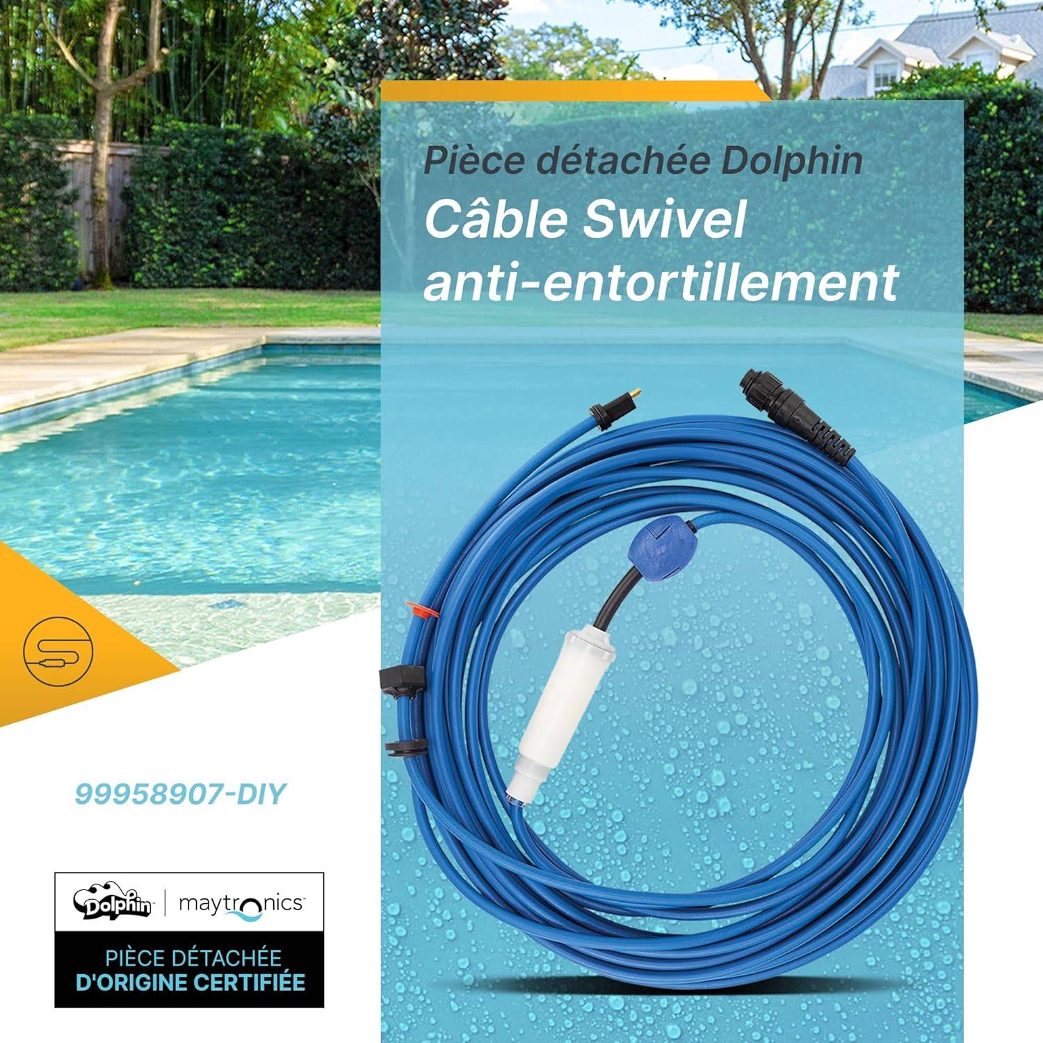 Cable d'alimenation avec swivel 18m diy pour robot dolphin e35 et t35 99958907-DIY Dolphin - Image 4