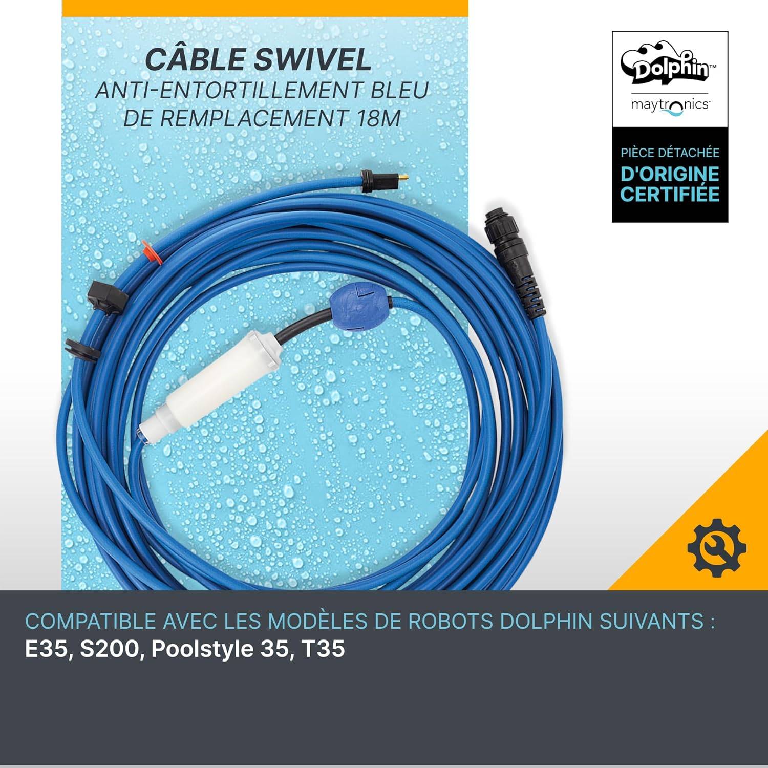 Cable d'alimenation avec swivel 18m diy pour robot dolphin e35 et t35 99958907-DIY Dolphin - Image 2