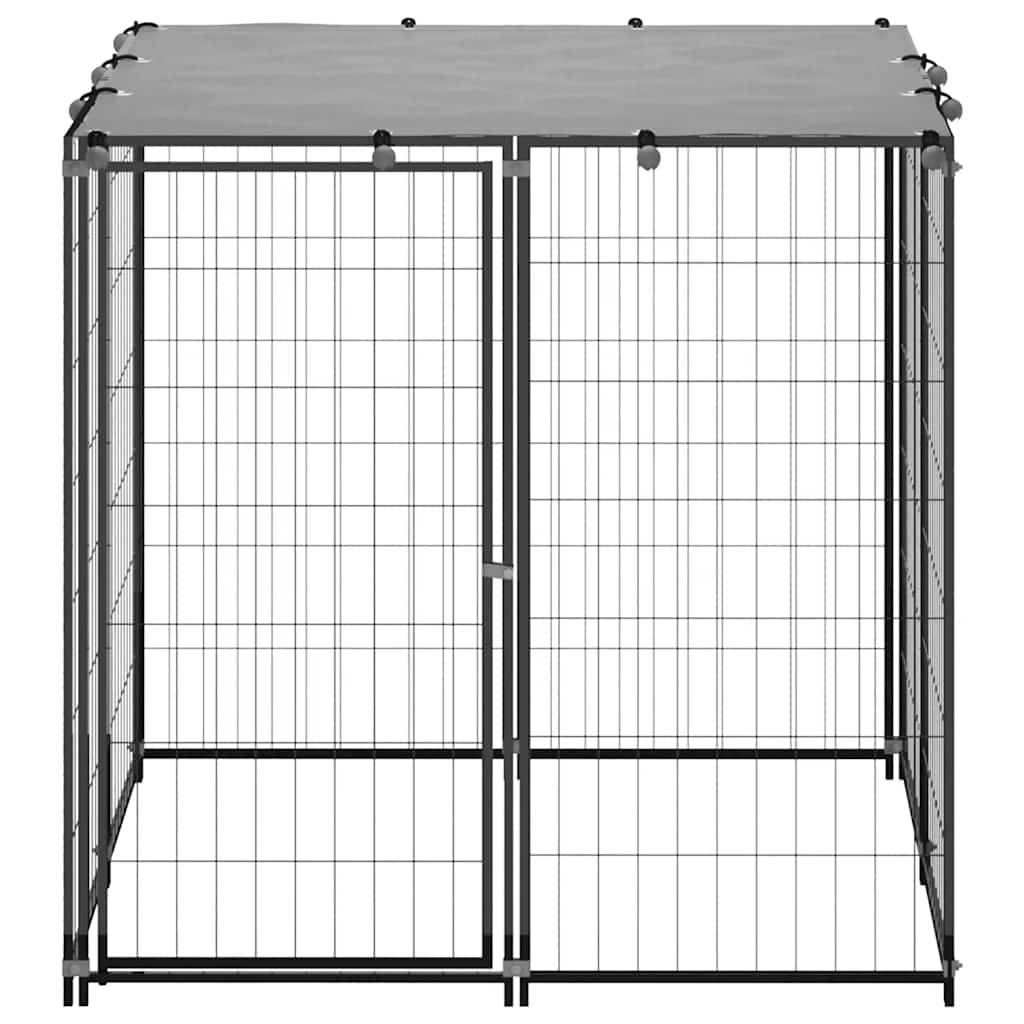 Vidaxl - Chenil Noir 110x110x110 cm Acier vidaXL 150781 - Imagen 7