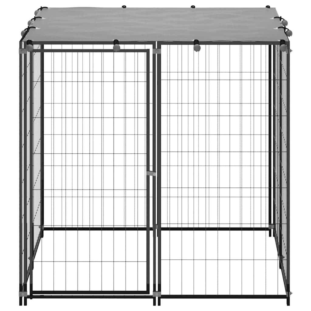 Vidaxl - Chenil Noir 110x110x110 cm Acier vidaXL 150781 - Imagen 2