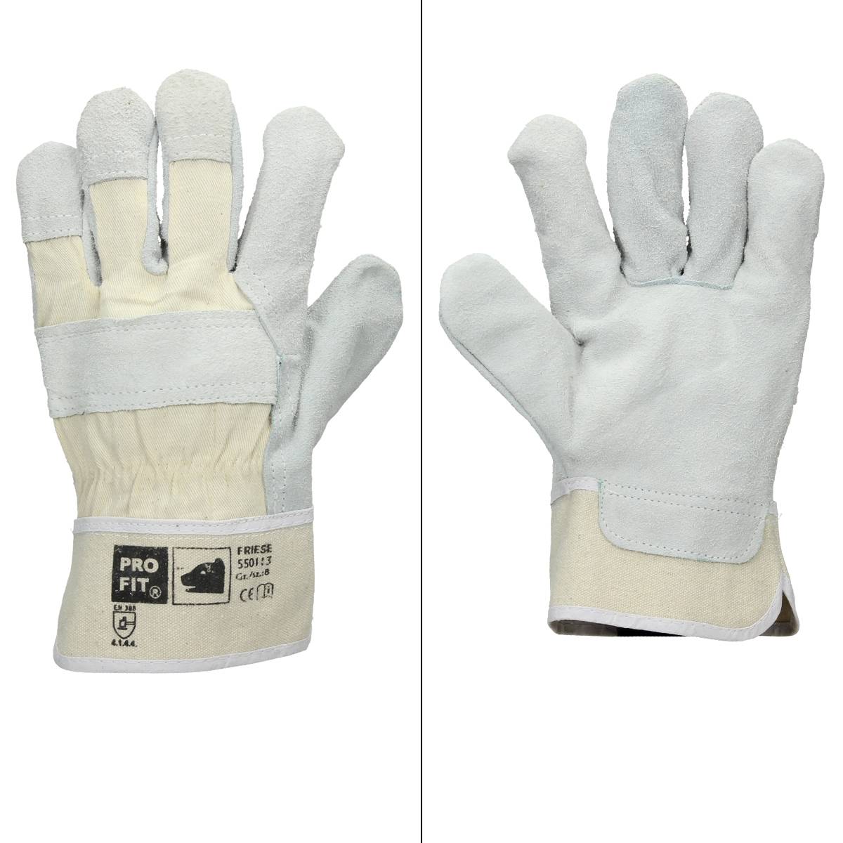 Ecd-Germany - ECD Germany 72 paires de gants Pro-Fit® en cuir croûte de bovin taille 9 / L - Naturel - Manchette en toile - Imagen 1