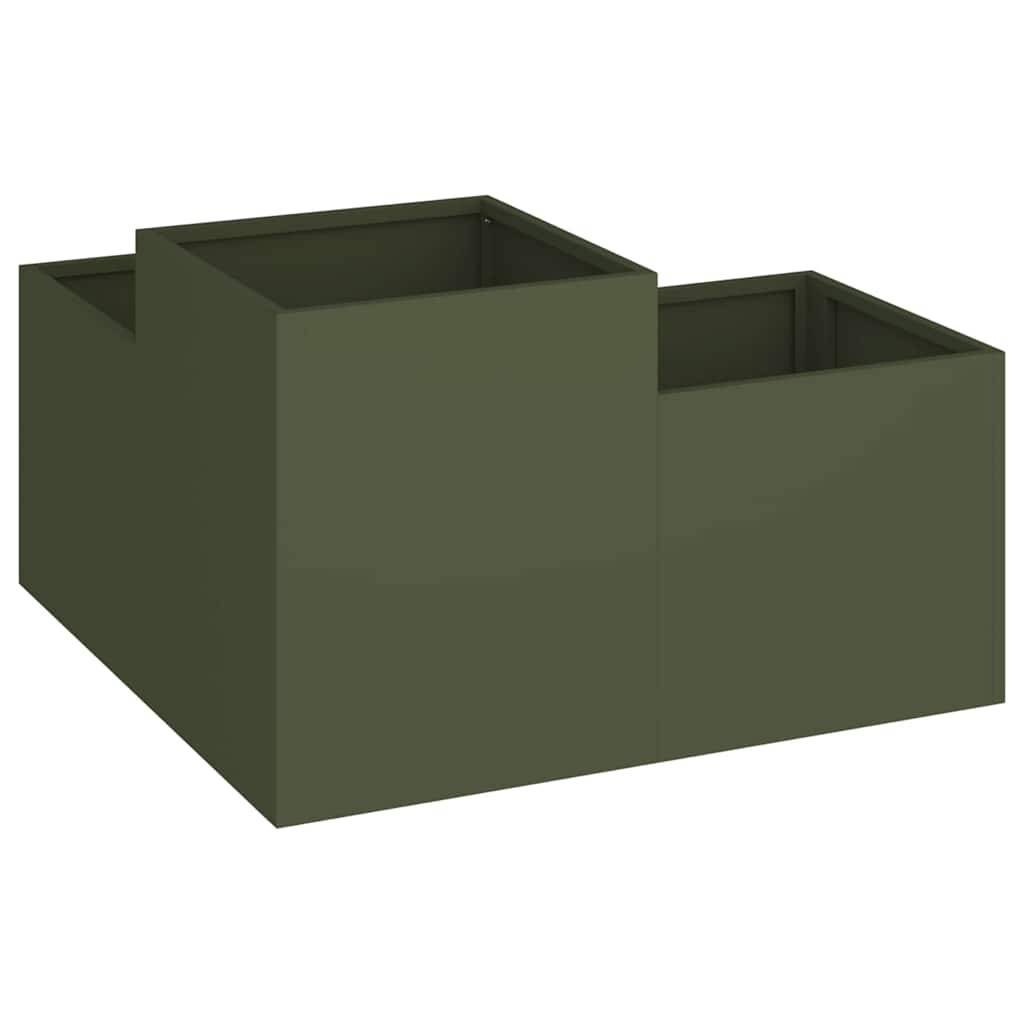 Maison Chic - Cache-pot, Pot De Fleurs Vert olive 80 x 80 x 48 cm Acier g434 - Image 4