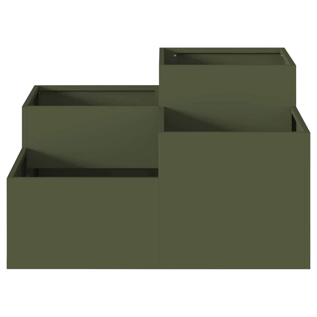 Maison Chic - Cache-pot, Pot De Fleurs Vert olive 80 x 80 x 48 cm Acier g434 - Image 5