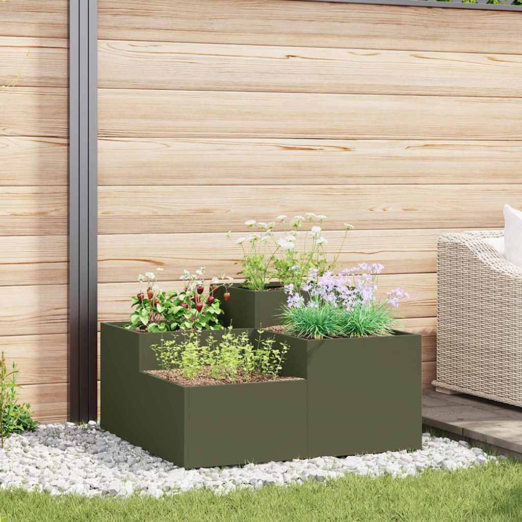 Maison Chic - Cache-pot, Pot De Fleurs Vert olive 80 x 80 x 48 cm Acier g434 - Image 1