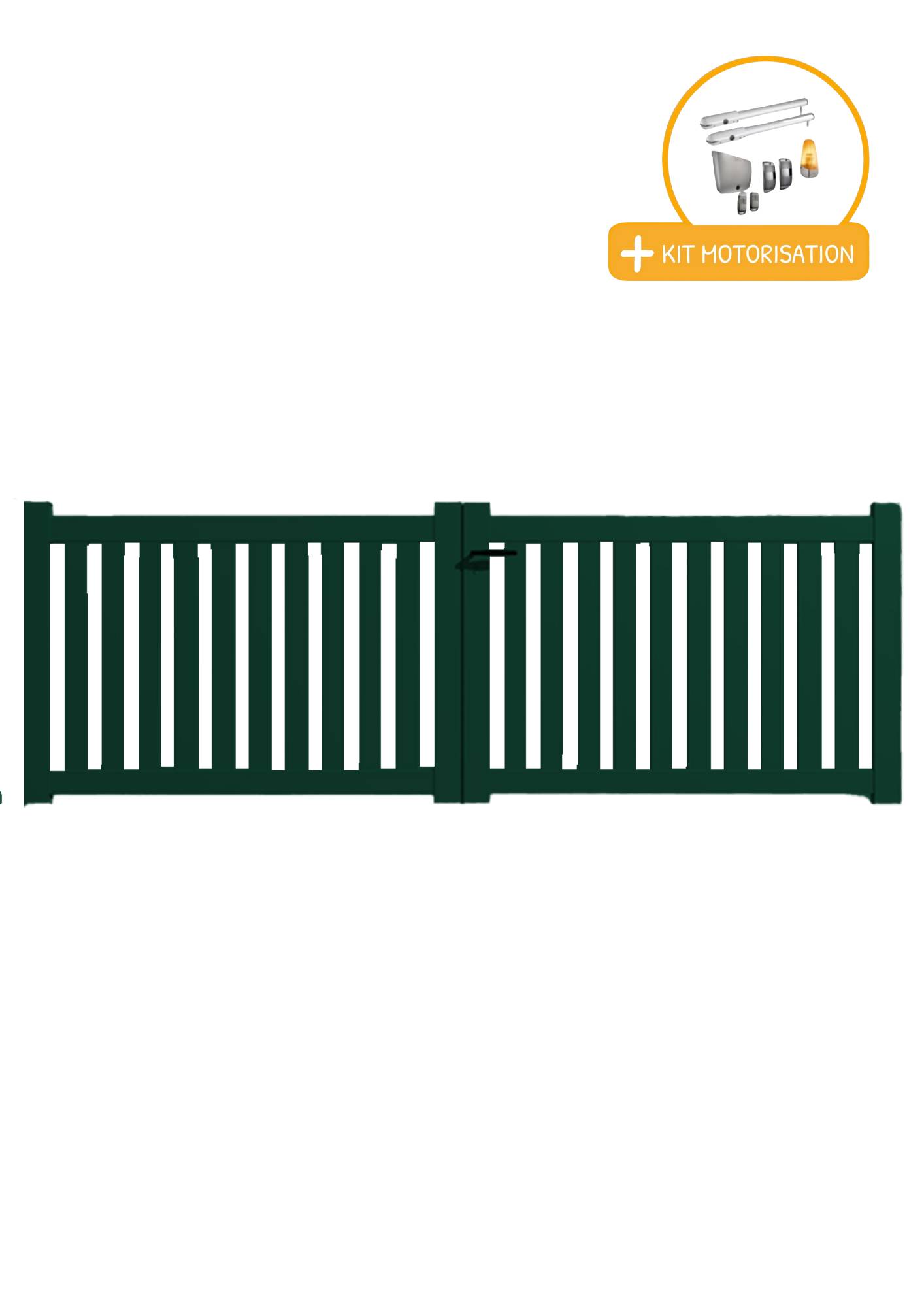 Portail Packit - Portail alu battant ajouré en kit +MOT dim. L.3000 (entre piliers) X H.1200 mmMOT SGS Essential (vérins)  Vert (RAL 6005)