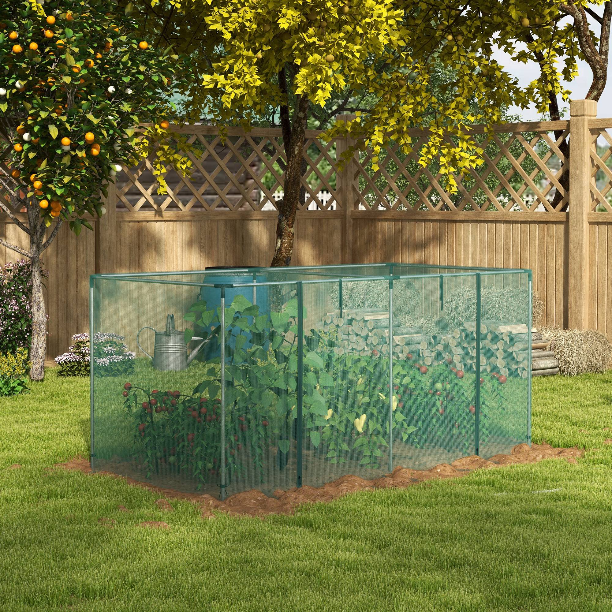Serre de jardin cage de culture pour plantes de jardin porte zippée tubes en acier galvanisé 240 x 120 x 110 cm vert - Image 3