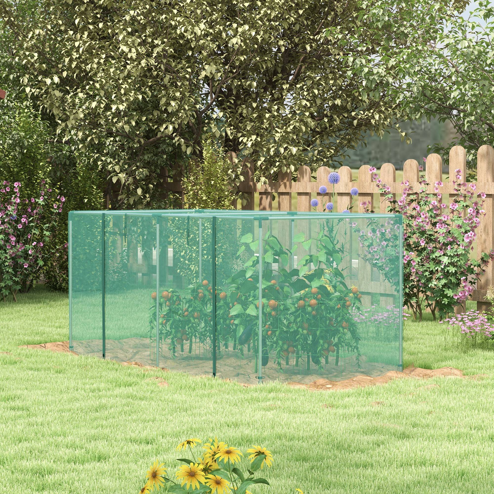 Serre de jardin cage de culture pour plantes de jardin porte zippée tubes en acier galvanisé 240 x 120 x 110 cm vert - Image 4