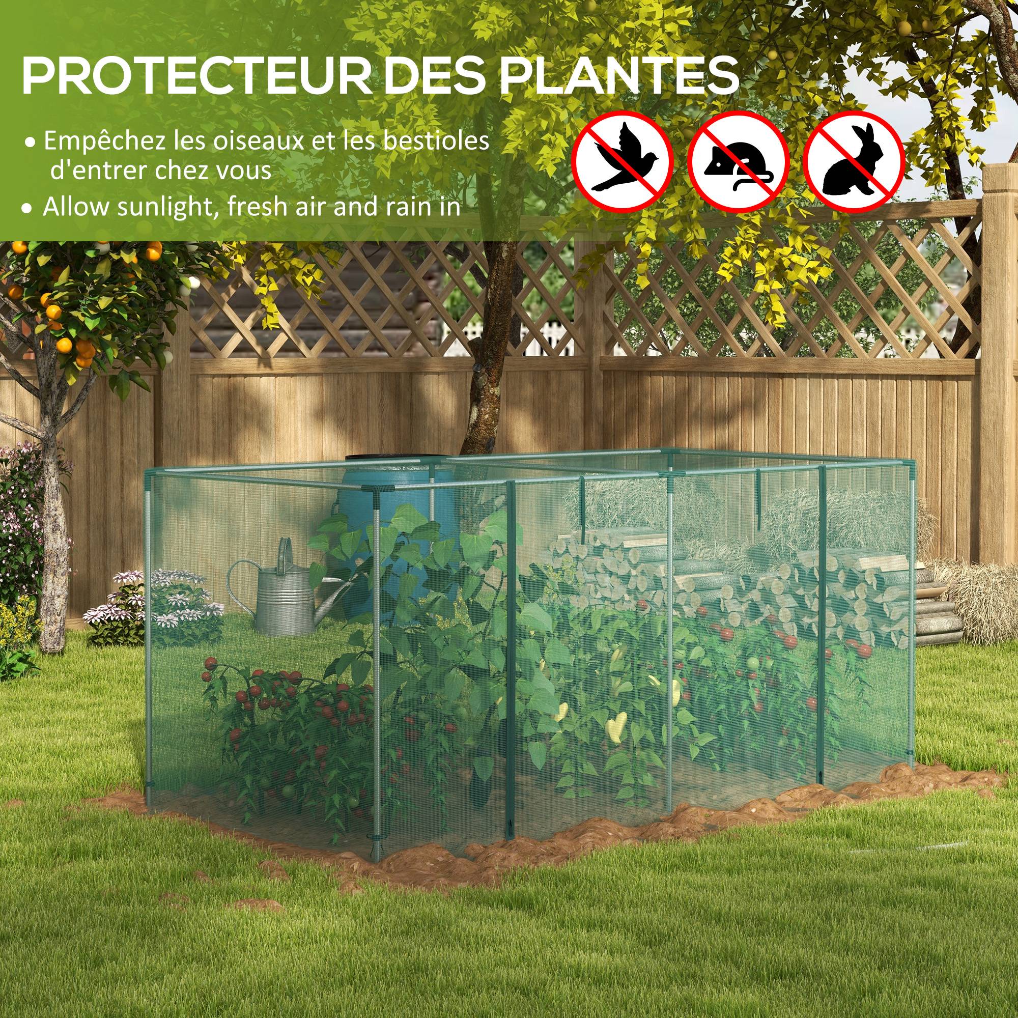 Serre de jardin cage de culture pour plantes de jardin porte zippée tubes en acier galvanisé 240 x 120 x 110 cm vert - Image 6