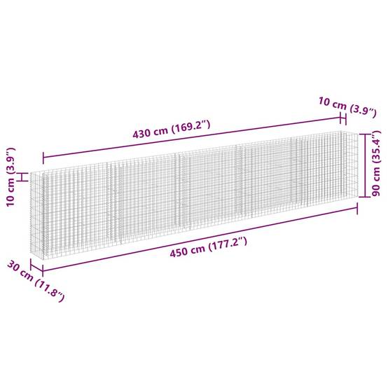 Mur Gabion décoratif Acier galvanisé pour jardin et clôture 450x30x90 cm – ComfortXL Outdoor Living - Image 7