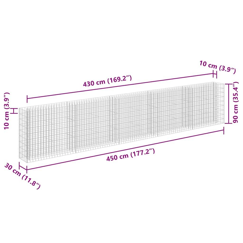 Mur Gabion décoratif Acier galvanisé pour jardin et clôture 450x30x90 cm – ComfortXL Outdoor Living - Image 7