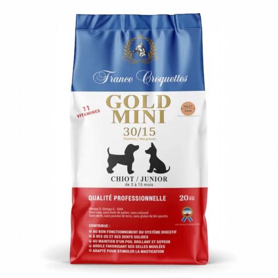france croquette pour chiot gold mini chiot junior 30/15 – 10kg – petites à moyennes races - chiot 3 à 15 mois – haute fintiion