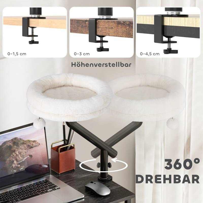 Lit Chat Bureau Pivotant 360° Hamac Suspendu Réglable Doux Blanc Crème - ComfortXL Outdoor Living - Image 5