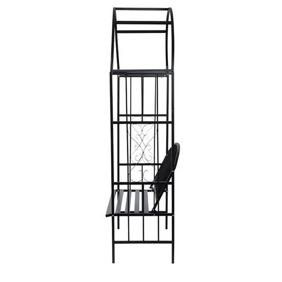 Arche Jardin avec Banc Métal Époxy pour Plantes Grimpantes 114x210cm Noir - ComfortXL Outdoor Living - Image 2
