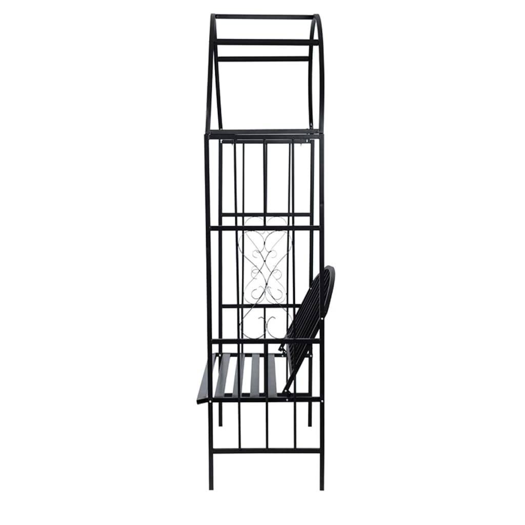 Arche Jardin avec Banc Métal Époxy pour Plantes Grimpantes 114x210cm Noir - ComfortXL Outdoor Living - Image 2